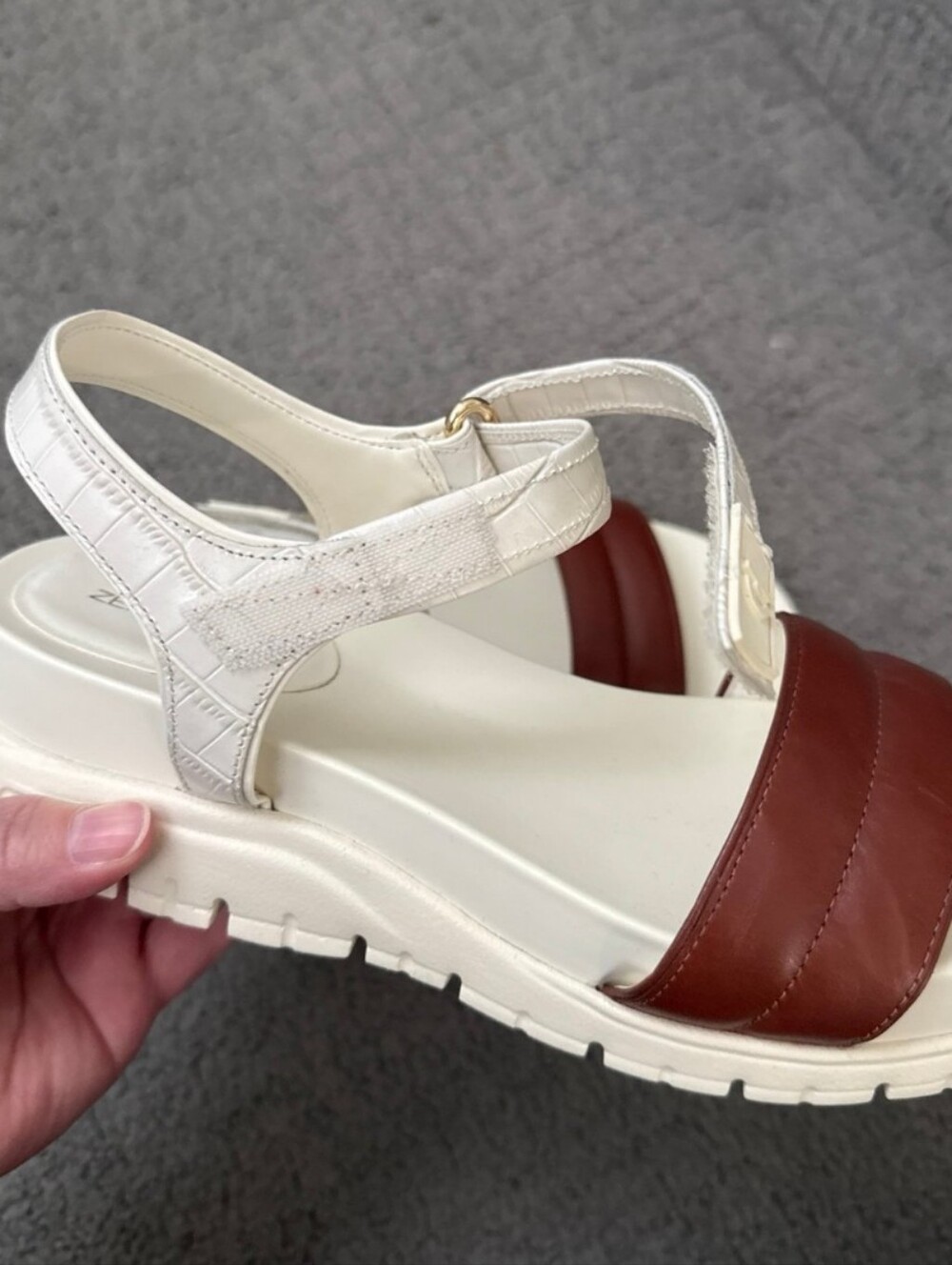 Cole Haan Women's White & Brown Platform Sandals $59 Like New